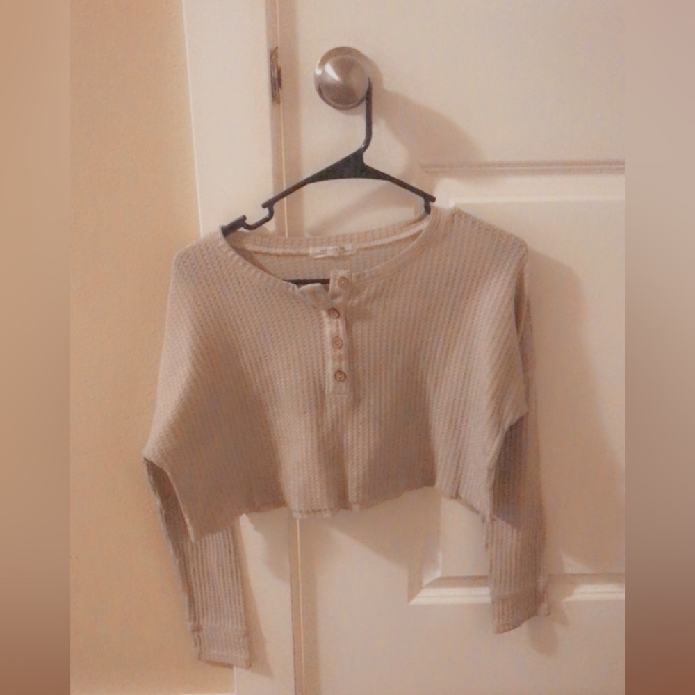 12th Tribe cropped thermal long sleeved shirt